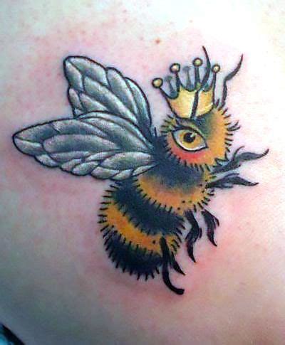 bee tattoos for guys|bumble bee with crown tattoo.